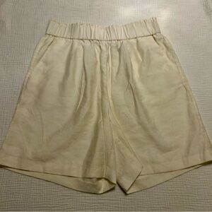 H&M Cream High Waist Pull On Baggy Mom Shorts Sz M Medium